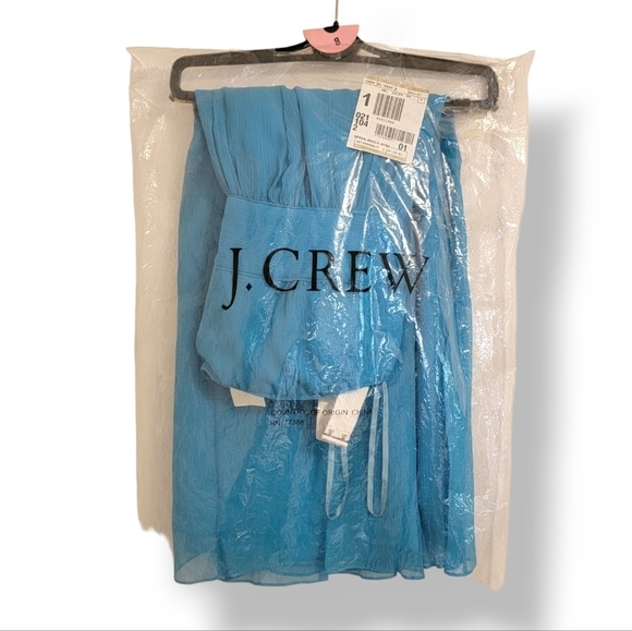 NEW J.Crew 100% Silk Strapless Blue Bridesmaid Prom Party Mini Dress Size 8 - Picture 3 of 9